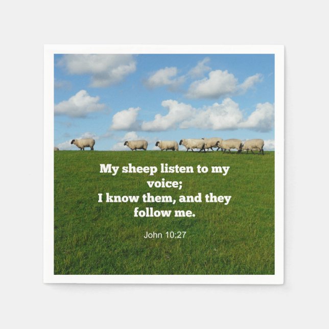 Bible verse, John 10:27, My sheep... Napkins (Front)