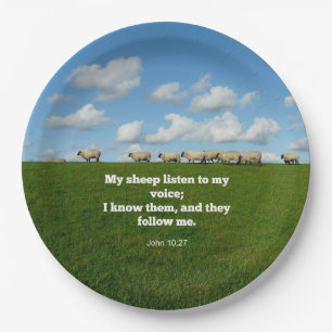 Bible verse, John 10:27, My sheep... Paper Plates