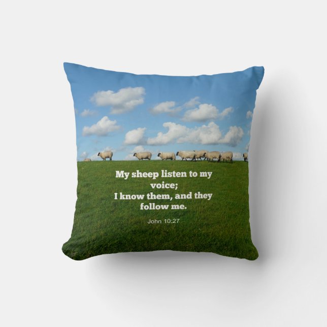 Bible verse, John 10:27, My sheep... Throw Pillow (Front)