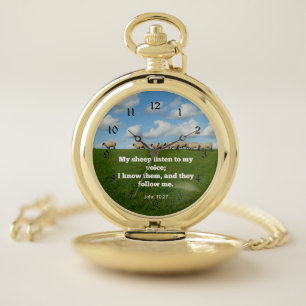 Bible verse, John 10:27, sheep, Pocket Watch