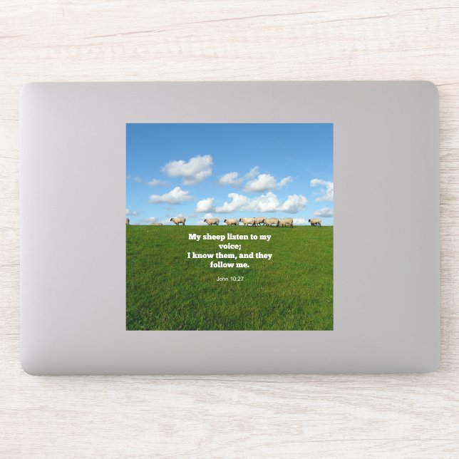 Bible verse, John 10:27, sheep Sticker (Computer)