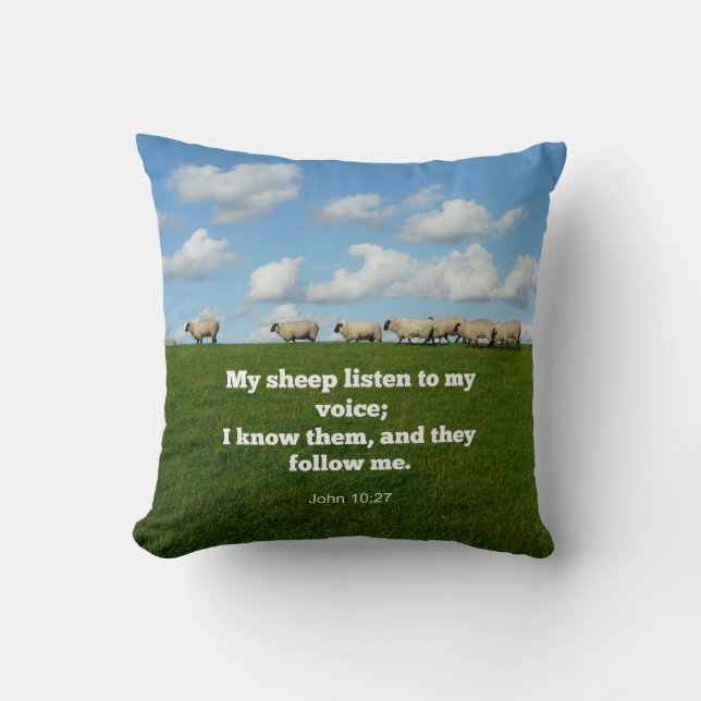 Bible verse, John 10:27, Throw Pillow (Front)