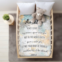 Bible Verse, John 14:27 WIth Name, Boho Floral