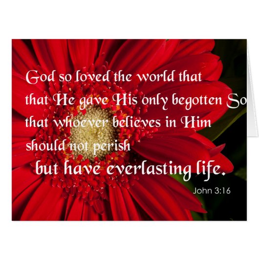 Bible Verse John 3:16 Flower Card Or Invitation (Front Horizontal)