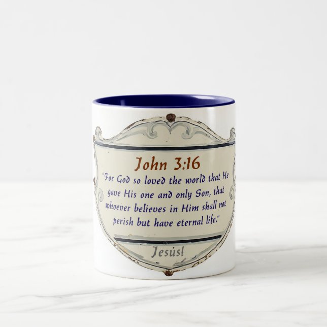 Bible Verse John 3:16 Shield Coffee Mug (Center)