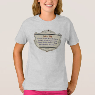 Bible Verse John 3:16 Shield Girl's Tee Shirt