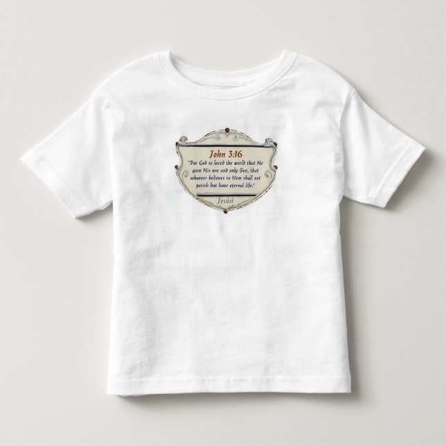 Bible Verse John 3:16 Shield  Toddler's Tee Shirt (Front)