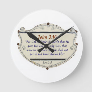 Bible Verse John 3:16 Shield Wall Clock