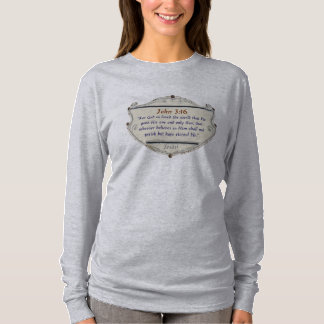 Bible Verse John 3:16 Shield Womens Long Sleeve T-Shirt