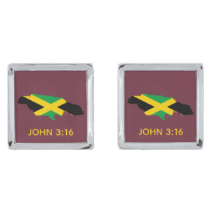 Bible Verse John 3:16 with JAMAICA FLAG Cufflinks