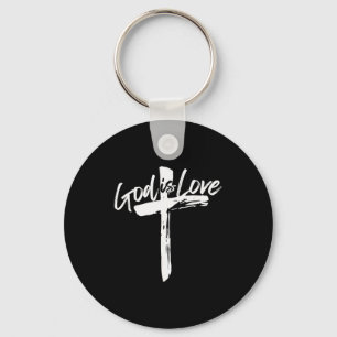 Bible Verse John 4_8 God Is Love Christian Faith Keychain