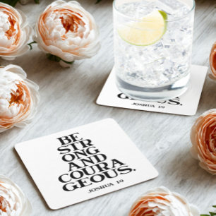 Bible verse Joshua Square Paper Coaster