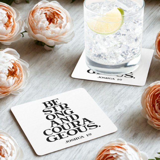 Bible verse Joshua  Square Paper Coaster (Creator Uploaded)