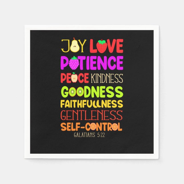 Bible Verse Joy Love Patience Peace Kindness Goodn Napkins (Front)