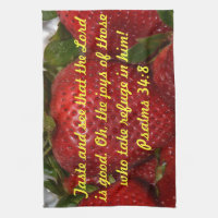 Taste and See Strawberries Tea Towel, Scripture Kitchen Towel, Farmhou