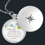 Bible Verse locket Necklace Gift Philippians 1:6<br><div class="desc">Customize this necklace with your favorite Bible verse! More available in my store here at  http://www.zazzle.com/Marstondesigns*</div>