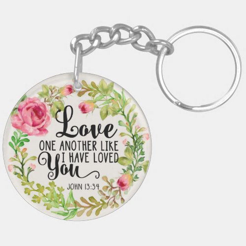 Bible verse Love one another double_sided Keychain