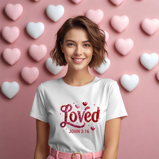 Bible Verse Loved John 3:16 Hearts Valentine's Day