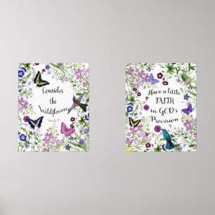 Bible Verse Luke 12:27-28 Consider the Wildflowers Wall Art Sets