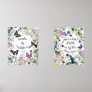 Bible Verse Luke 12:27-28 Consider the Wildflowers Wall Art Sets