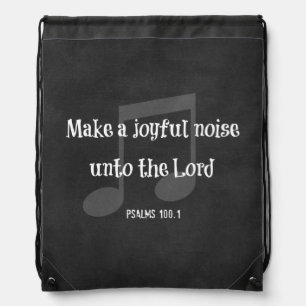 Bible Verse: Make a Joyful Noise Drawstring Bag