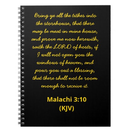 Bible Verse Malachi 310 KJV New Years Day Notebook