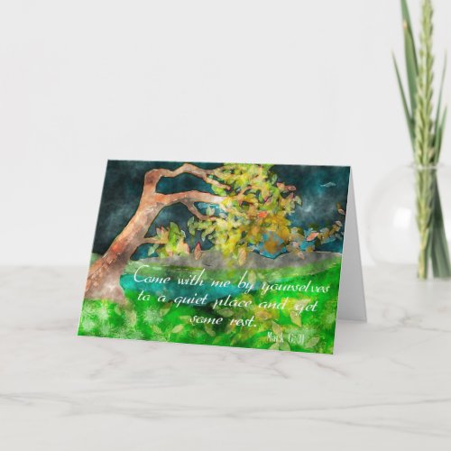 Bible Verse Mark 631 Come with me Inspirational Card