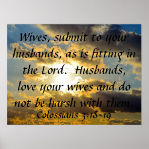 bible verse marriage reminder Colossians 3:18-19 Poster
