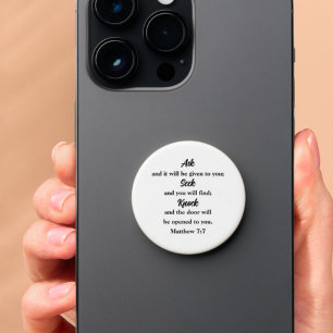 Bible Verse Matthew 7:7 Ask Seek Knock Christian PopSocket