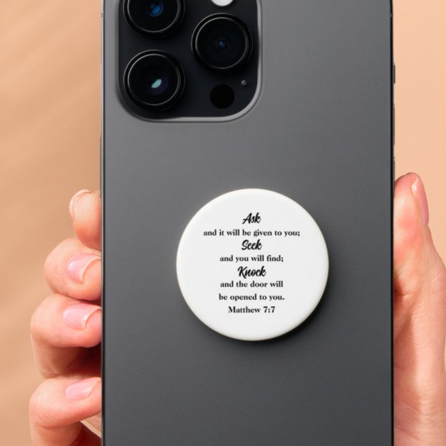 Bible Verse Matthew 7:7 Ask Seek Knock Christian PopSocket (Creator Uploaded)