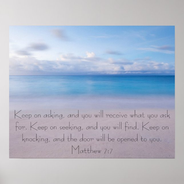 Bible verse Matthew 7:7 Beach Poster (Front)
