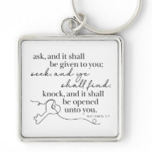 BIBLE VERSE - Matthew 7:7 - Keychain