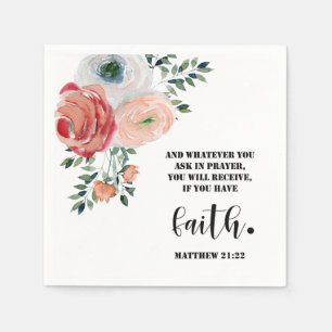 Bible verse Matthew Floral  Square  Napkins