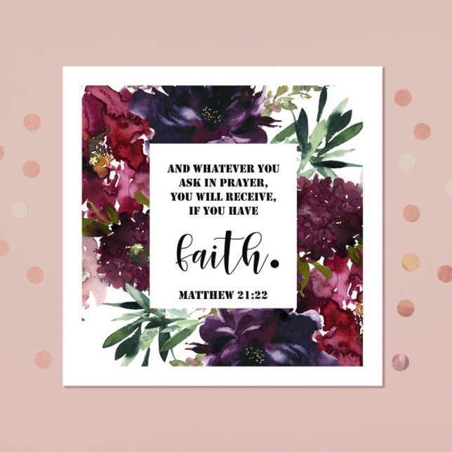 Bible verse Matthew Floral  Square  Napkins (Creator Uploaded)