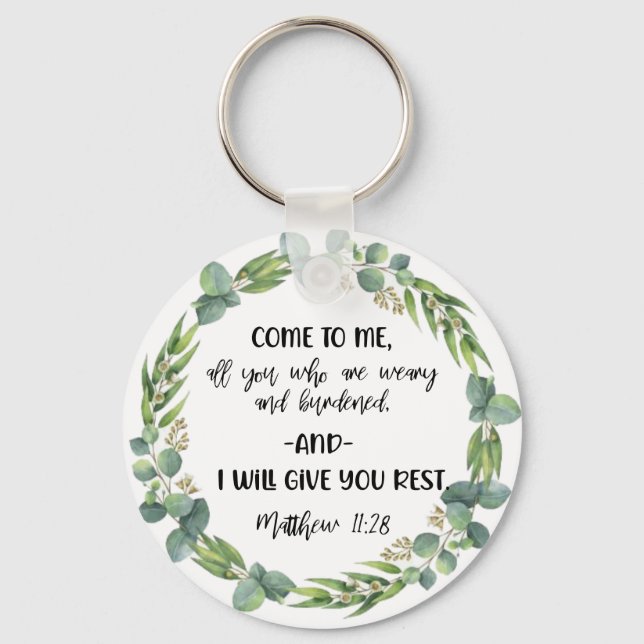 Bible verse Matthew Greenwery Round Keychain (Front)