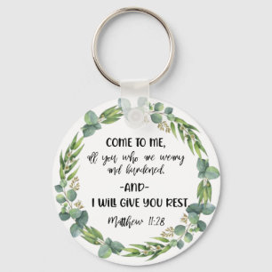 Bible verse Matthew Round Olive Keychain