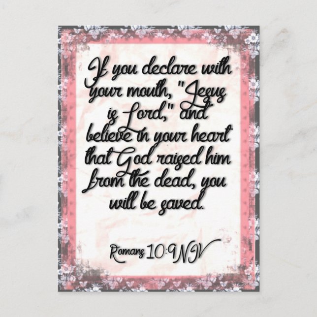 Bible Verse Memory Card for Romans 10:9 NIV (Front)