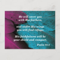 Bible Verse Memory Card Psalm 91:4 Wings of Refuge
