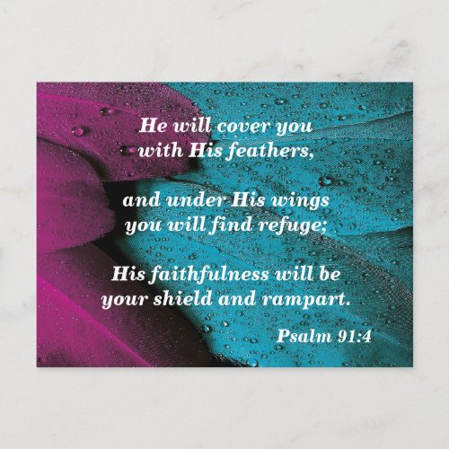 Bible Verse Memory Card Psalm 914 Wings of Refuge