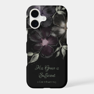 Bible Verse Modern Classic Floral Black iPhone 17 Case