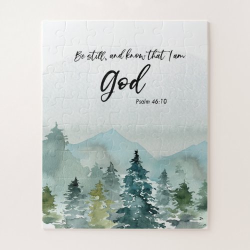 Bible verse Mountain Green Trees Puzzle