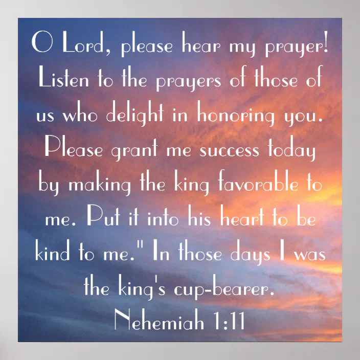 Bible Verse Nehemiah 1 11 Sunset Sky Poster Zazzle Com