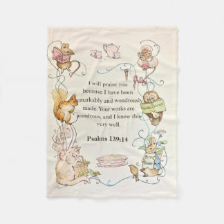 Bible verse nursery animals fleece blanket