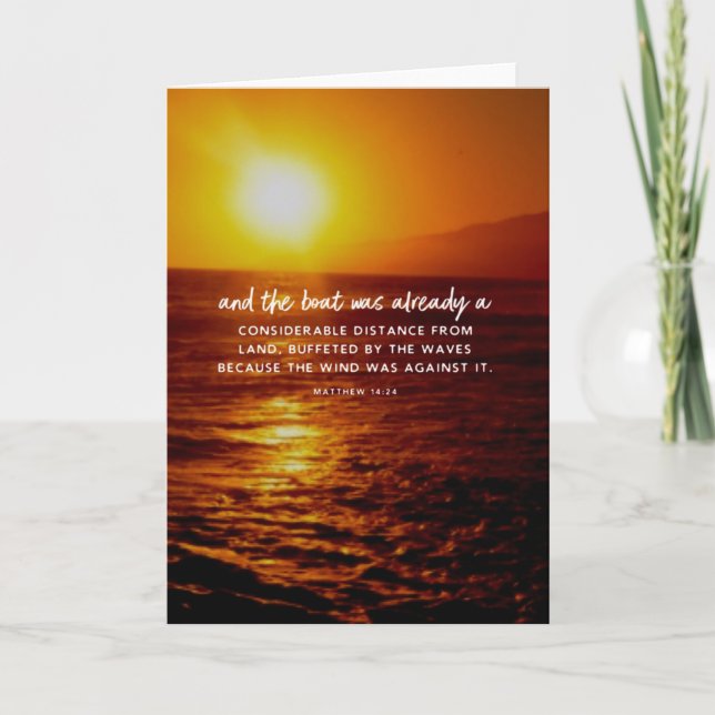 Bible Verse Ocean Sunset Card (Front)