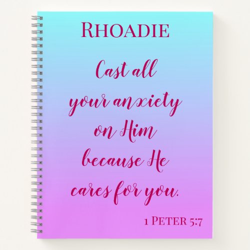 Bible Verse of Encouragement Purple and Blue Ombre Notebook