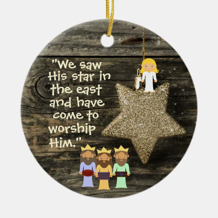 3 1/8 Inch O Come Let Us Adore Him Baby Jesus Ceramic Christmas Ornament 