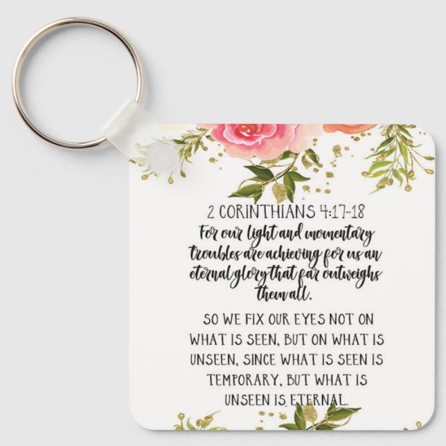 Bible Verse Personalized Square Keychain (Front)