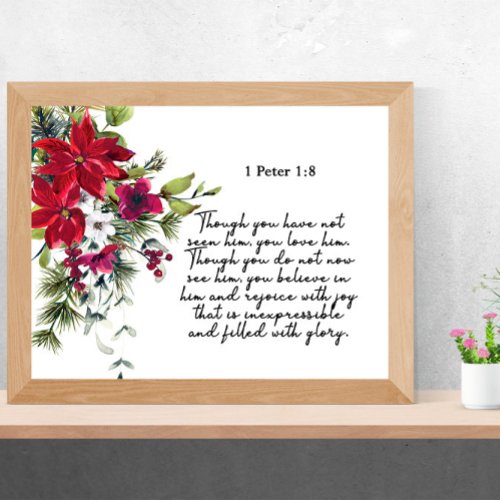 Bible verse Peter Poinsettia Christmas Poster