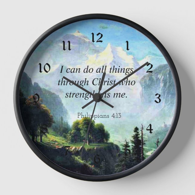Bible verse, Phil 4:13, I can do all things... Clock (Front)
