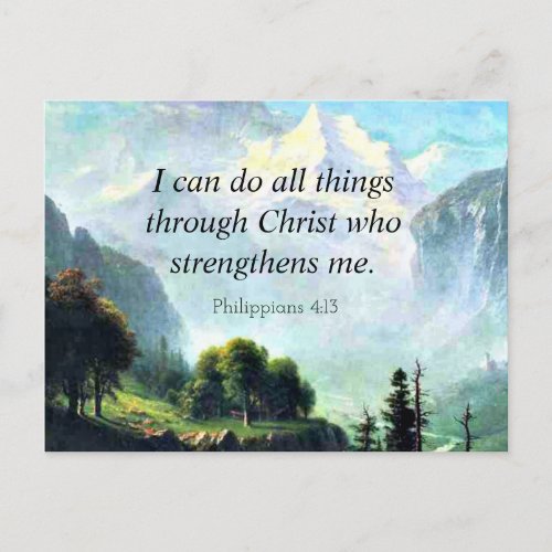 Bible verse Phil 413 I can do all things Postcard